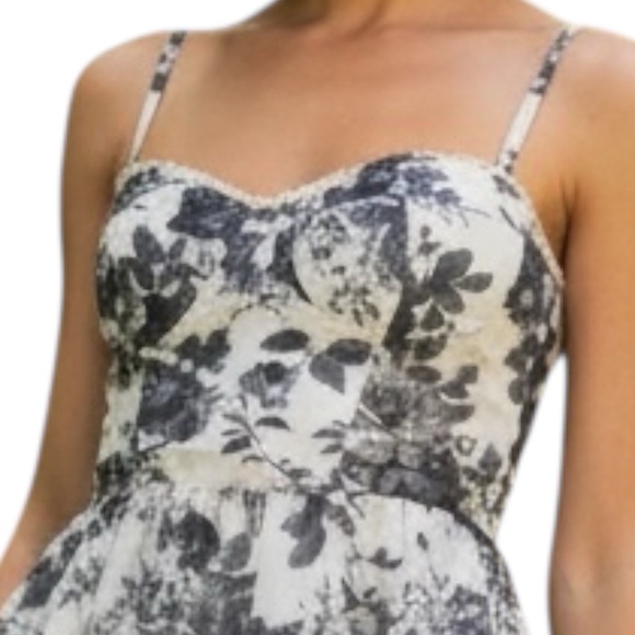 KLESIS ivory and black floral maxi dress S M L - Picture 3 of 6